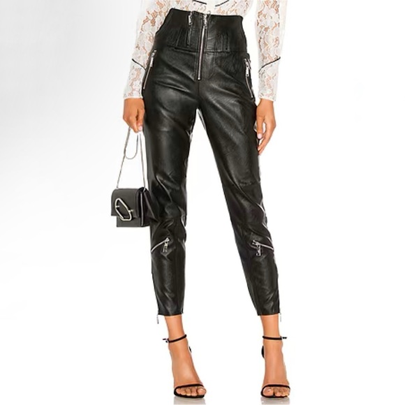 Revolve Divine Heritage Vegan Leather Ultra High Waist Moto Pant Black Medium - Picture 2 of 15